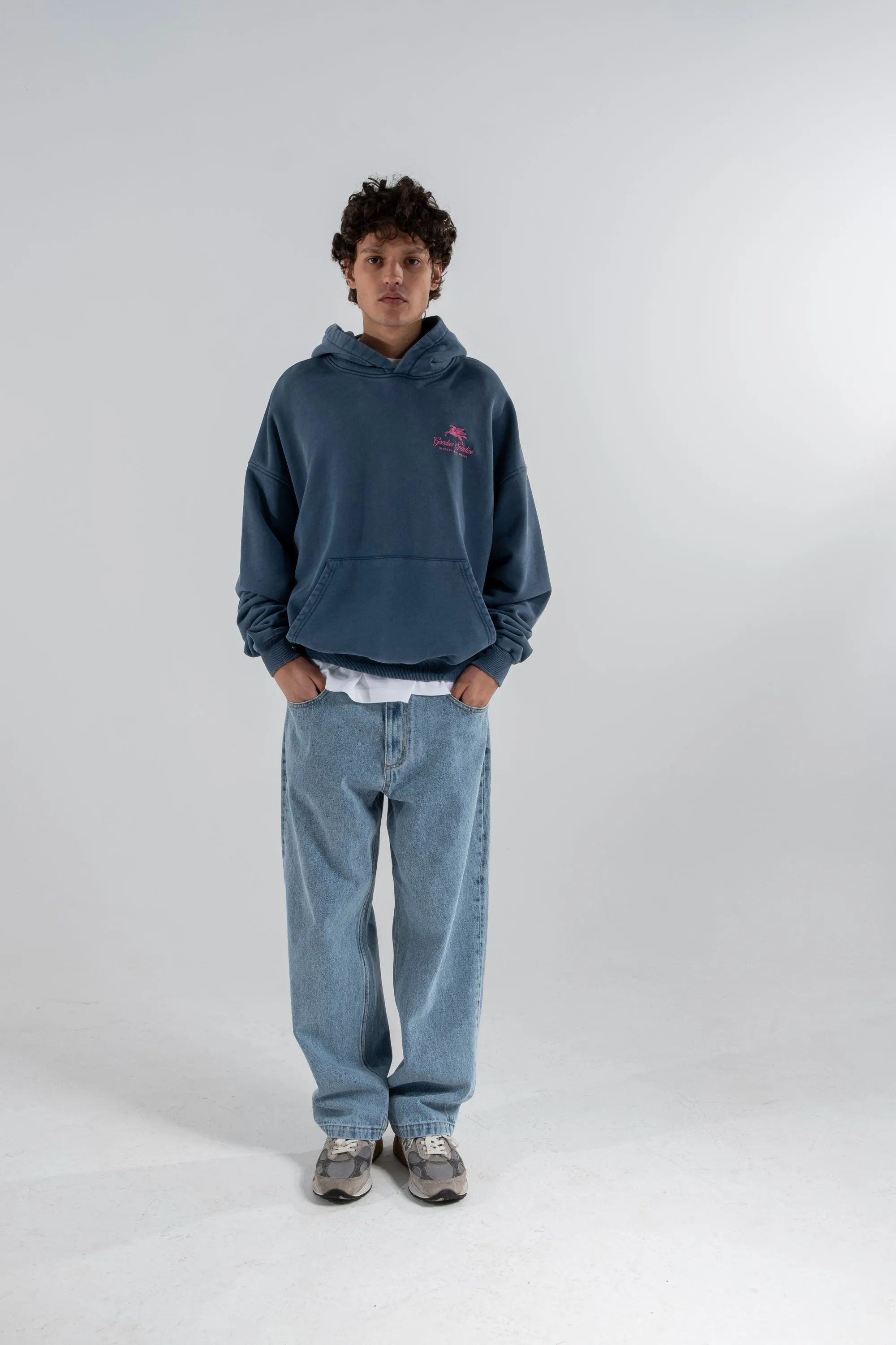 Goodies Sportive - Wide Leg Stone Washed Jeans - Denim
