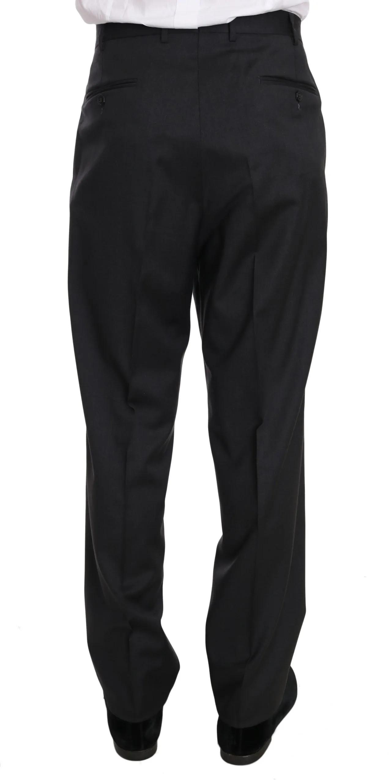 Gray Solid Two Piece 3 Button Wool Suit