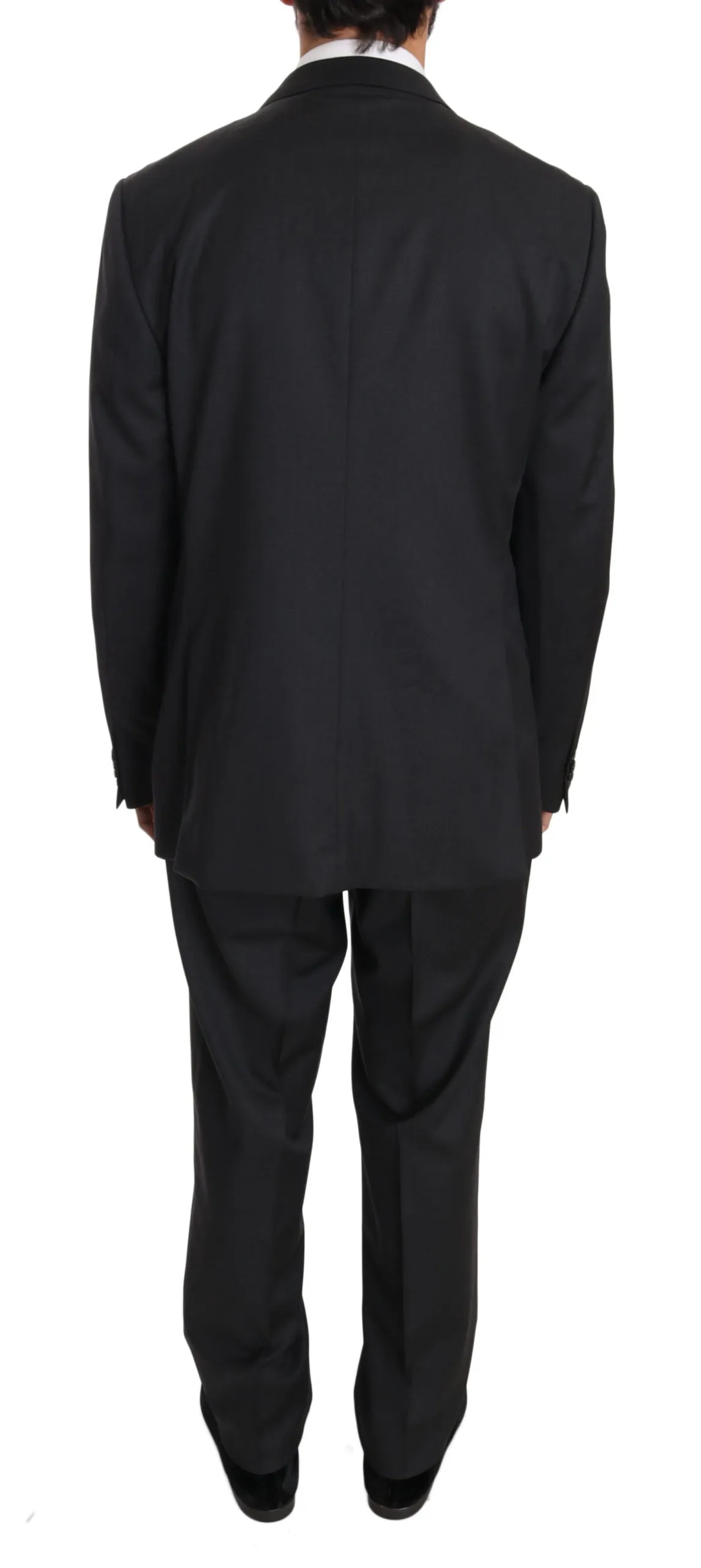 Gray Solid Two Piece 3 Button Wool Suit