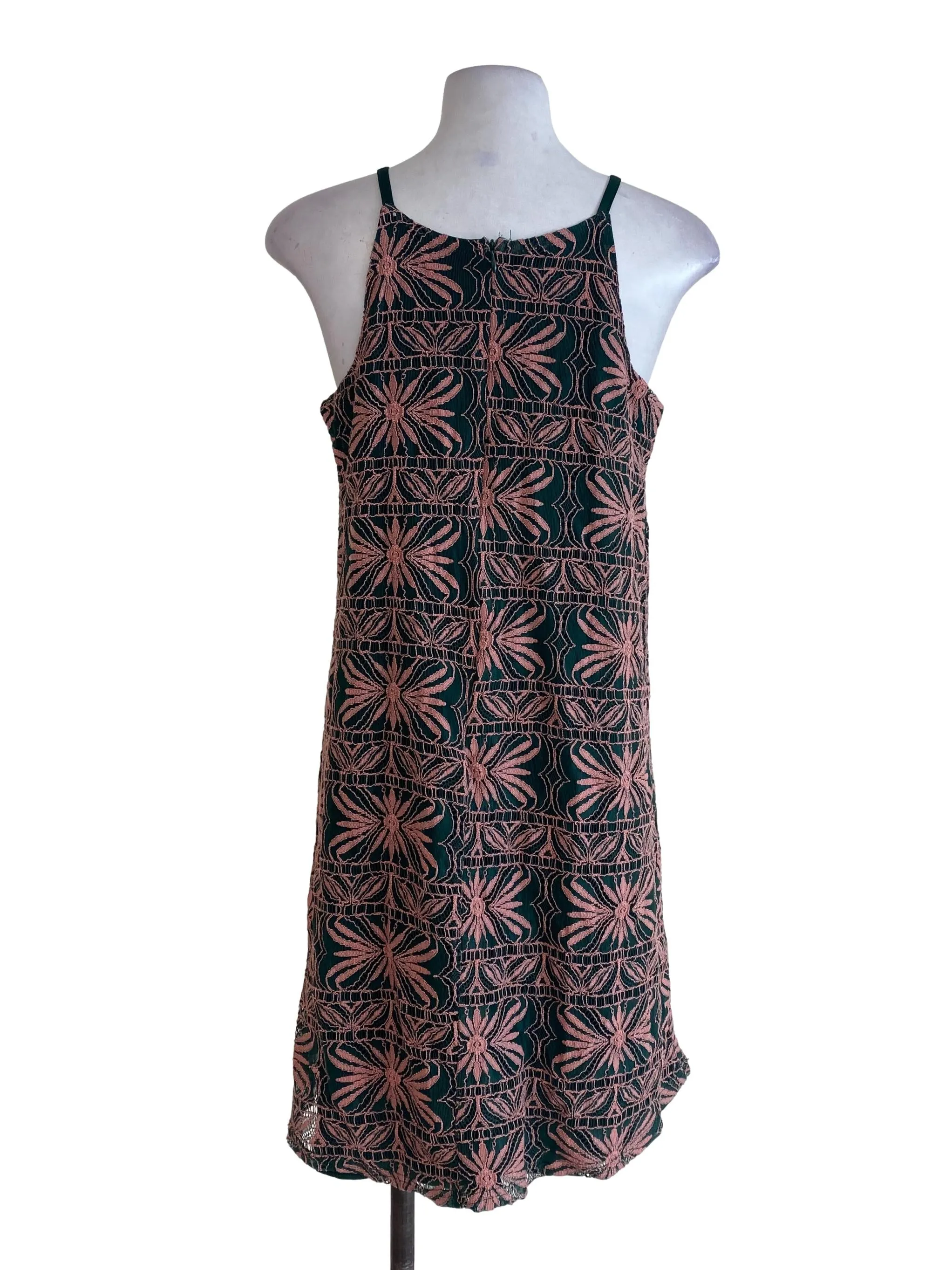 Green Pink Laced Shift Dress