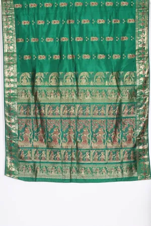 Green silk baluchari saree