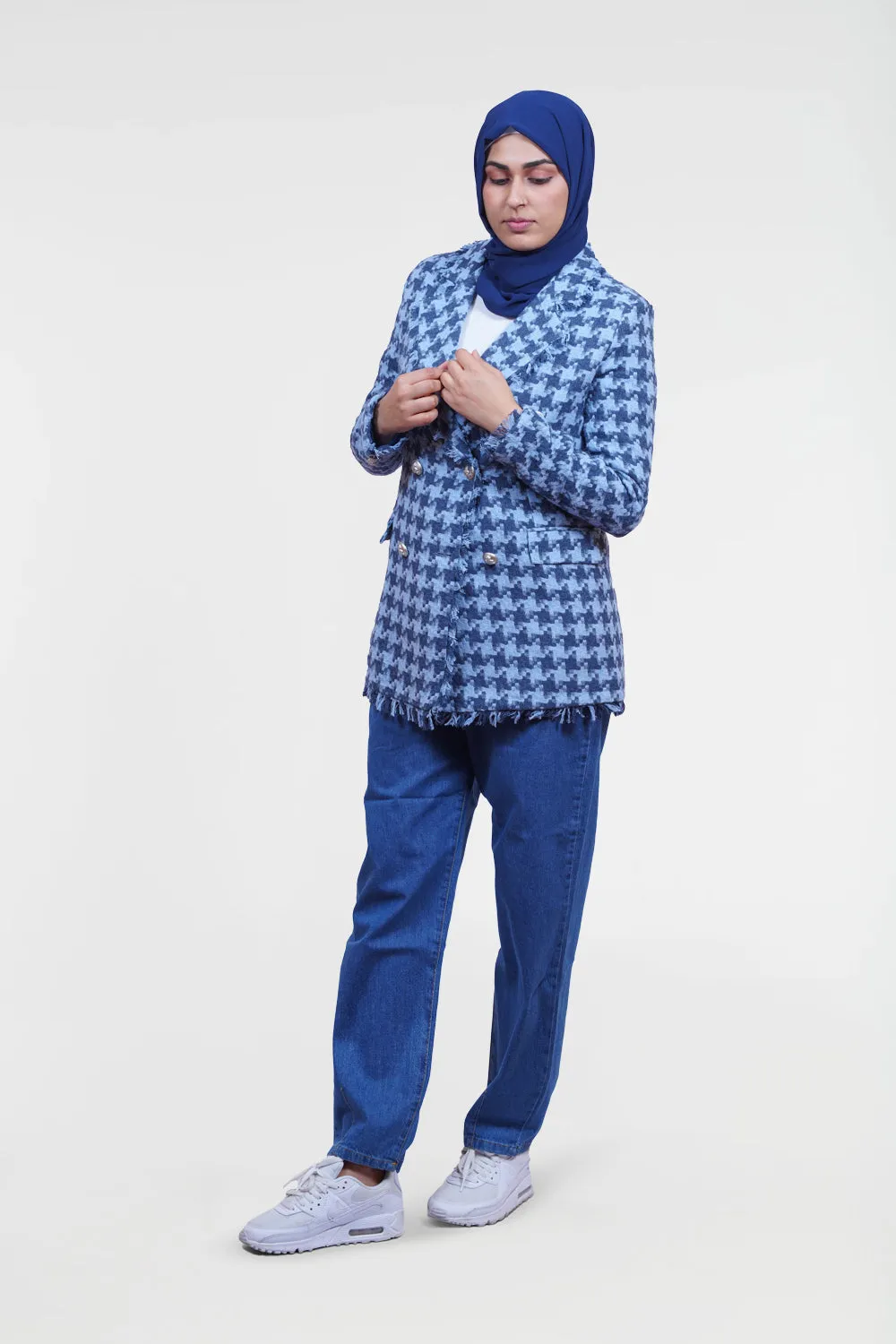 Hana Houndstooth Modest Blazer