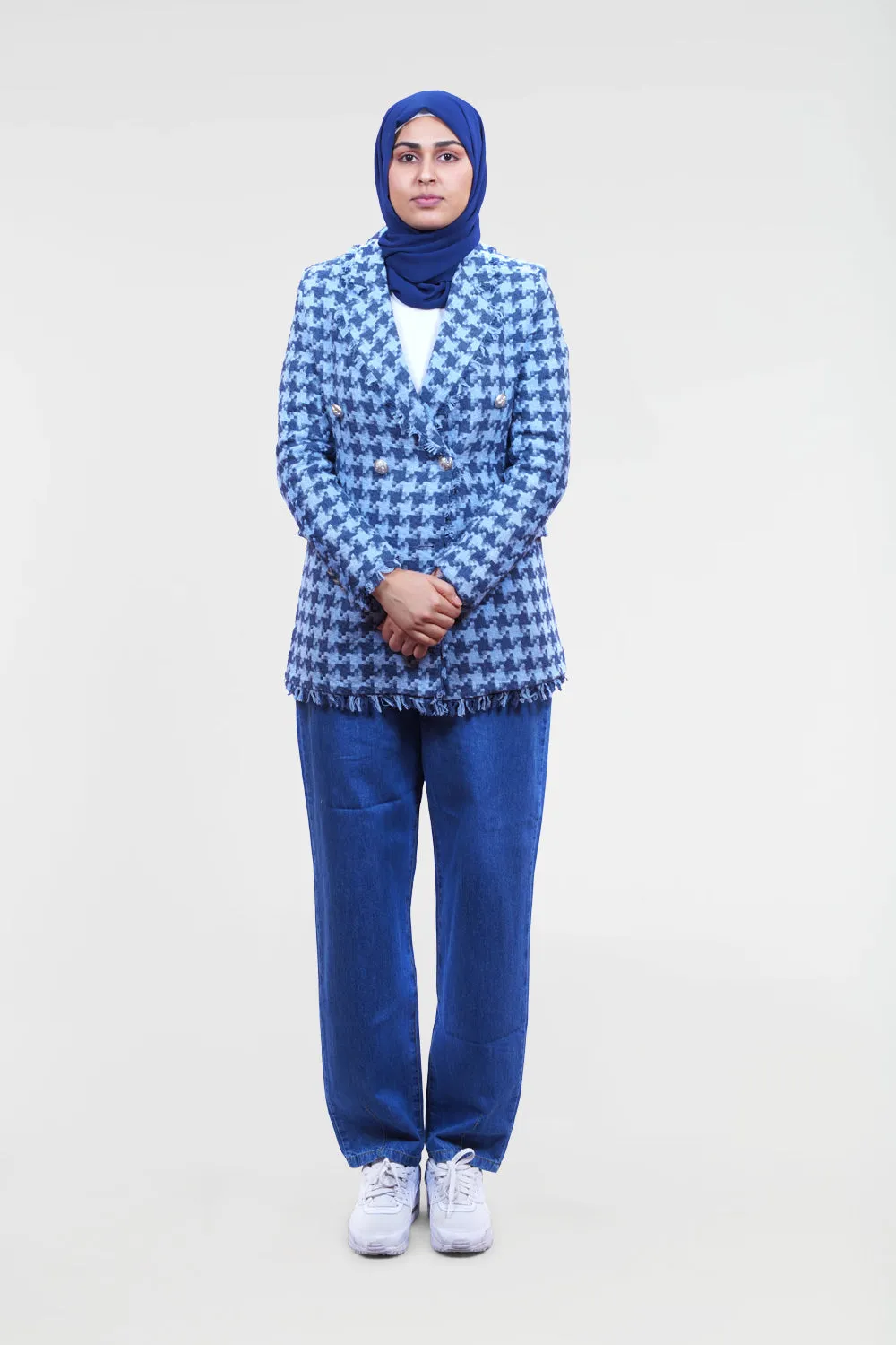Hana Houndstooth Modest Blazer