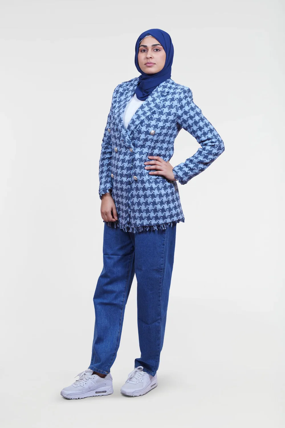 Hana Houndstooth Modest Blazer
