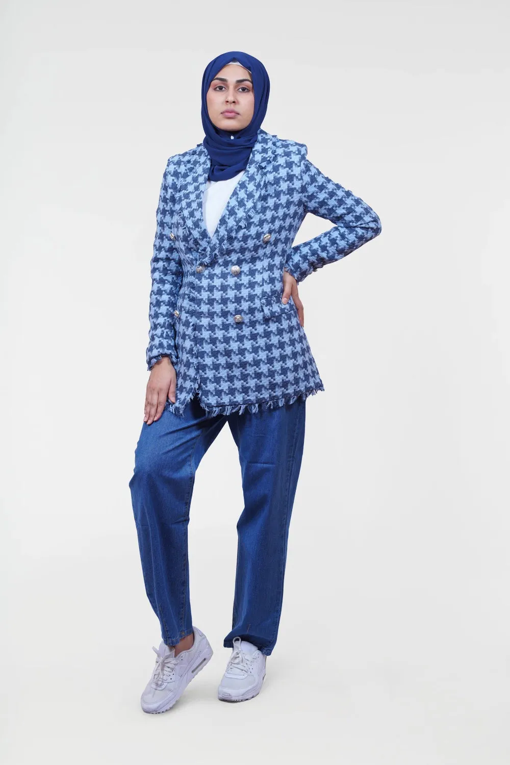 Hana Houndstooth Modest Blazer