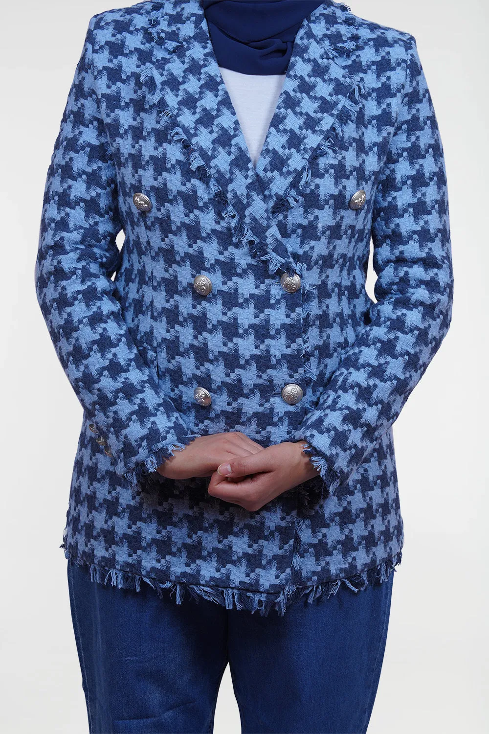 Hana Houndstooth Modest Blazer