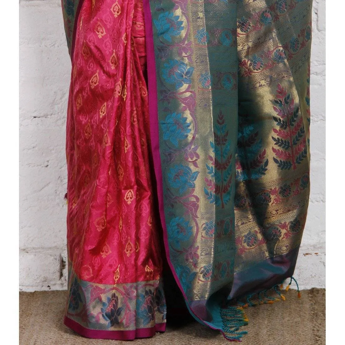 Handwoven Pink and Blue Silk Sarees