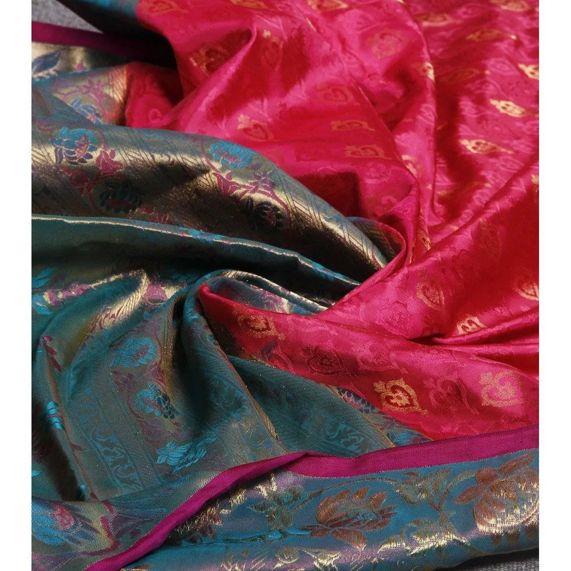 Handwoven Pink and Blue Silk Sarees