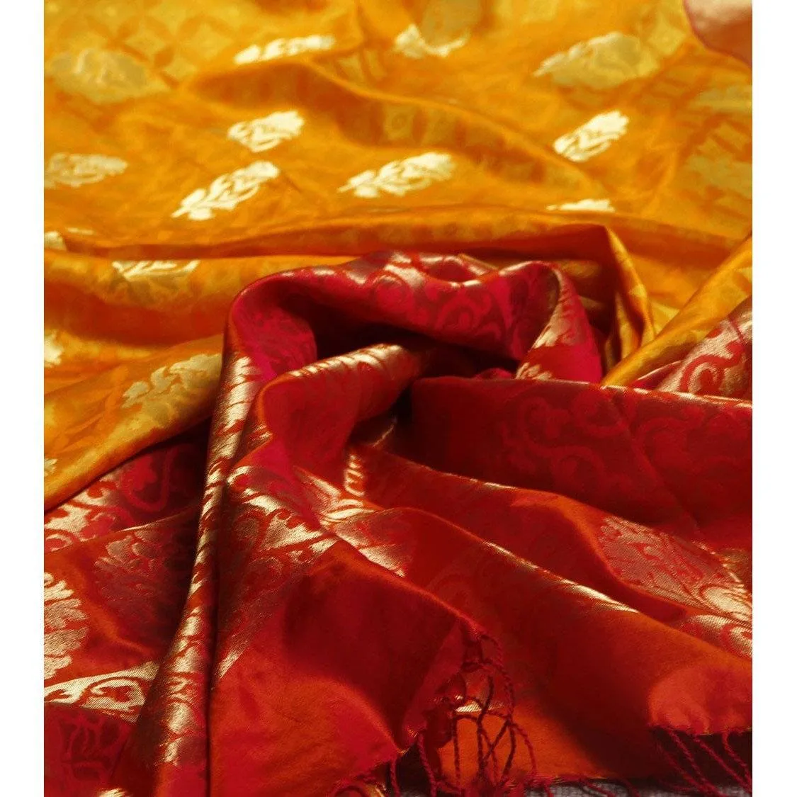 Handwoven Yellow and Orange Silk Saree