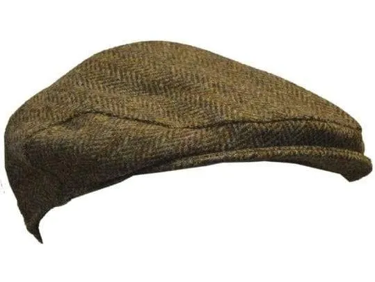 Harris Tweed Herringbone Flat Cap - Charcoal