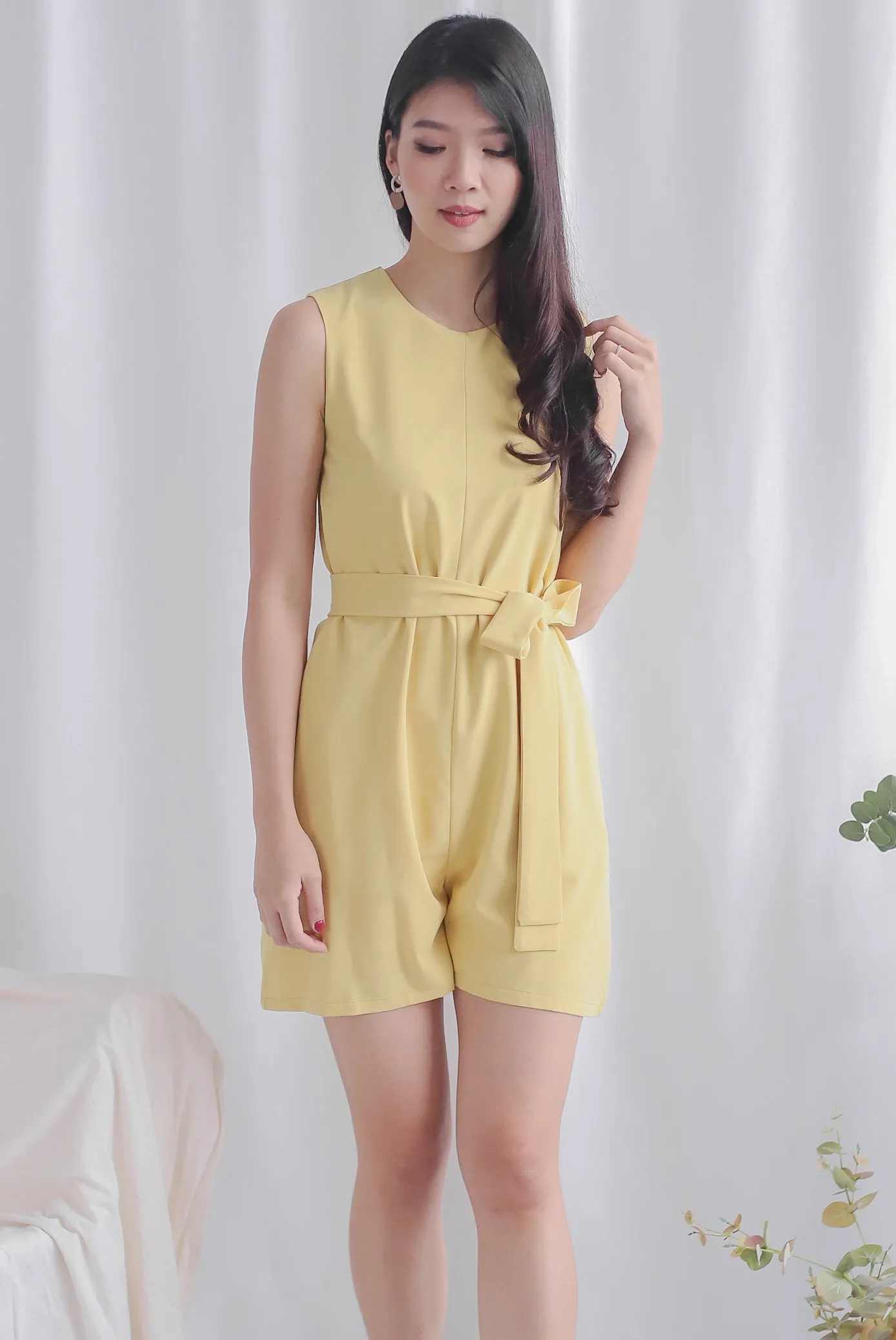 Hathor Sash Romper In Yellow
