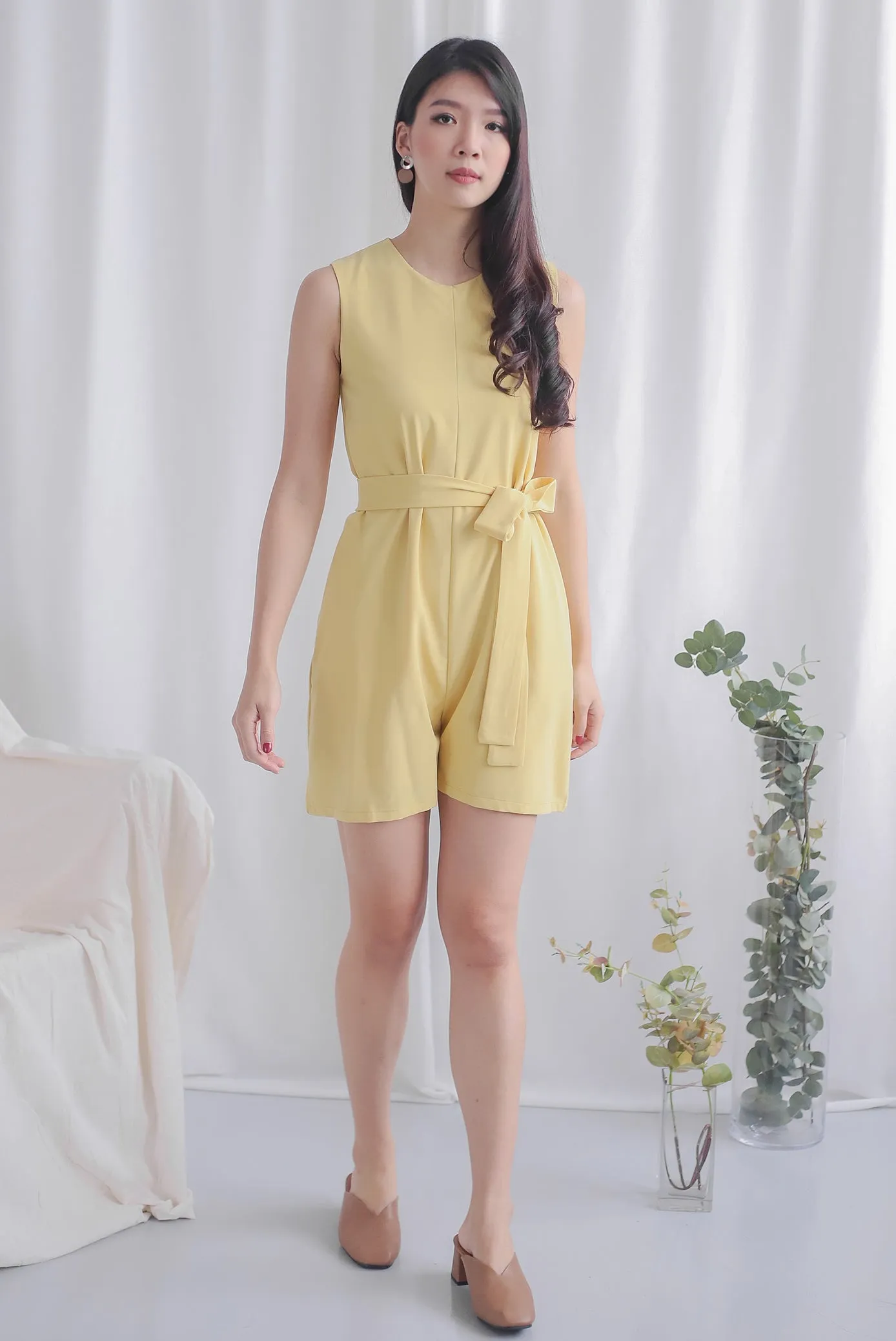Hathor Sash Romper In Yellow