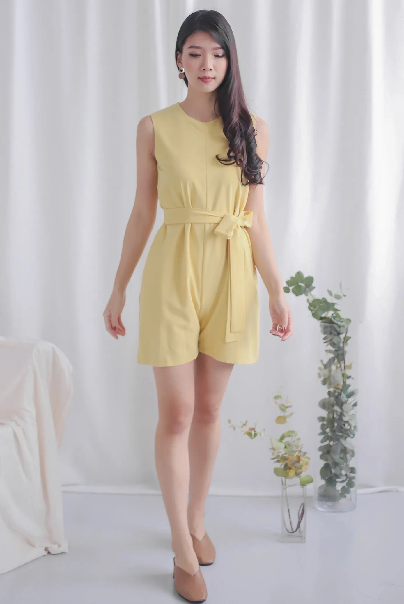 Hathor Sash Romper In Yellow