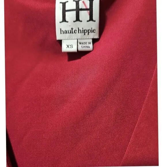 Haute Hippie Crimson Crush Cowl Sleeve Mini Dress Red  XS
