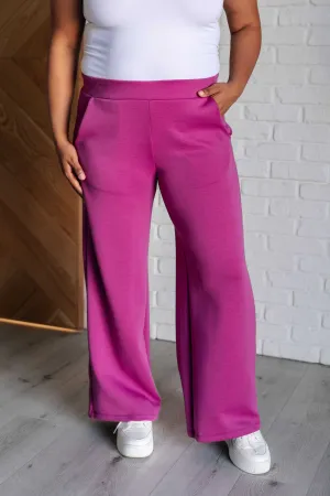 Hazel Blues® |  Resort Travel Wide Leg Crop Pant in Magenta