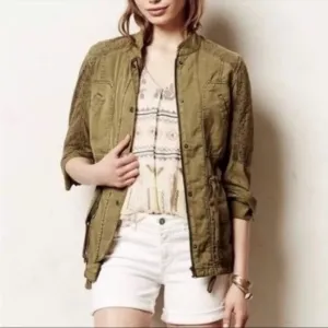 Hei Hei Anthropologie Olive Green Eyelet Jacket