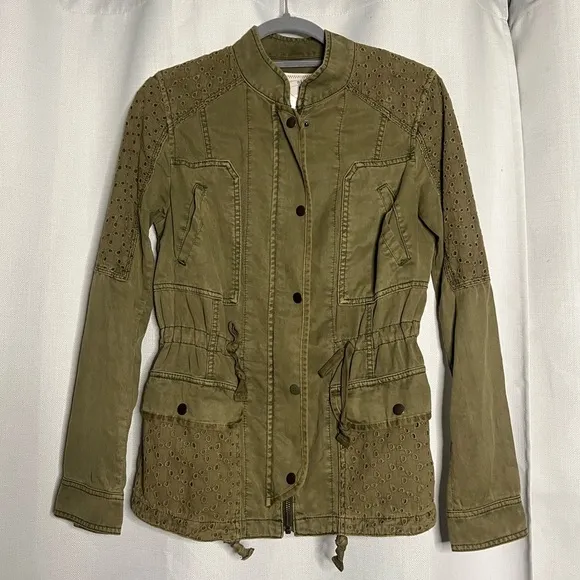 Hei Hei Anthropologie Olive Green Eyelet Jacket