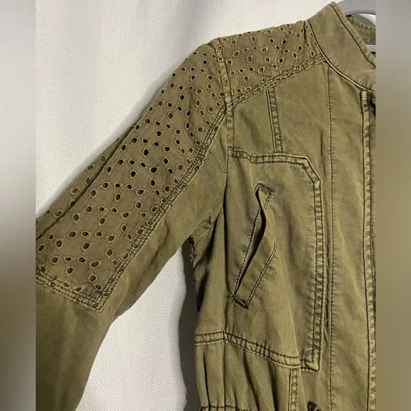 Hei Hei Anthropologie Olive Green Eyelet Jacket