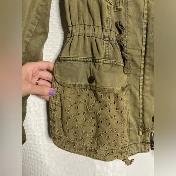 Hei Hei Anthropologie Olive Green Eyelet Jacket