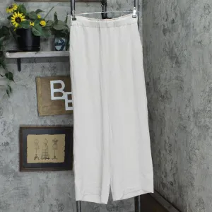 Hilary Radley Womens Wide Leg Crinkle Pants With Elasticwaistband Tan Brown S
