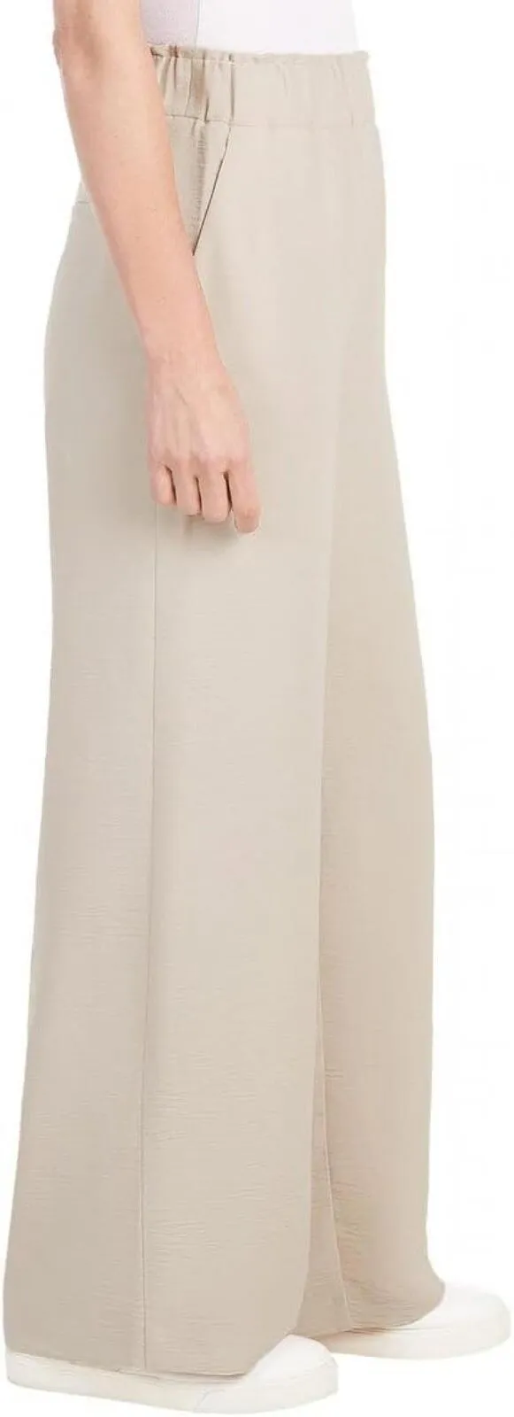 Hilary Radley Womens Wide Leg Crinkle Pants With Elasticwaistband Tan Brown S