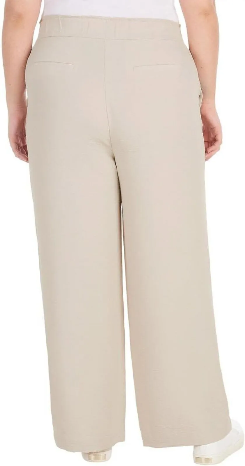 Hilary Radley Womens Wide Leg Crinkle Pants With Elasticwaistband Tan Brown S