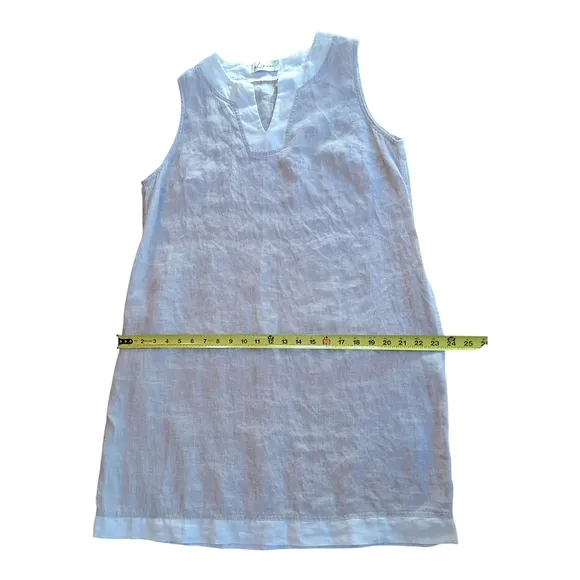 ILinen Lifestyle Shift Dress with Pockets Natural Flax Split V Neck Linen size L