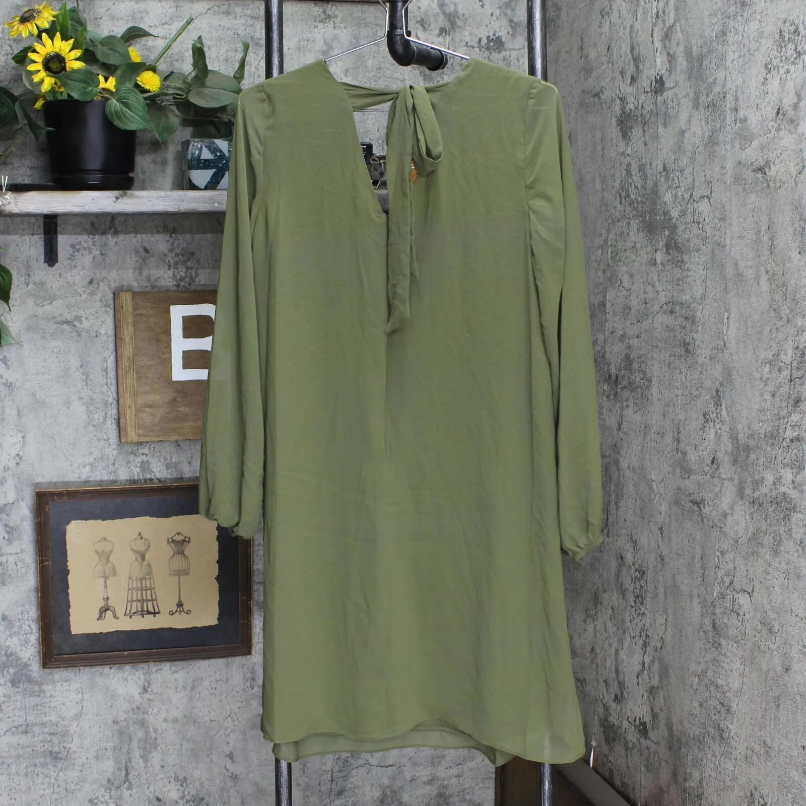 Inc International Concepts Womens Bow-Back Shift Dress 10849497 Olive Green M