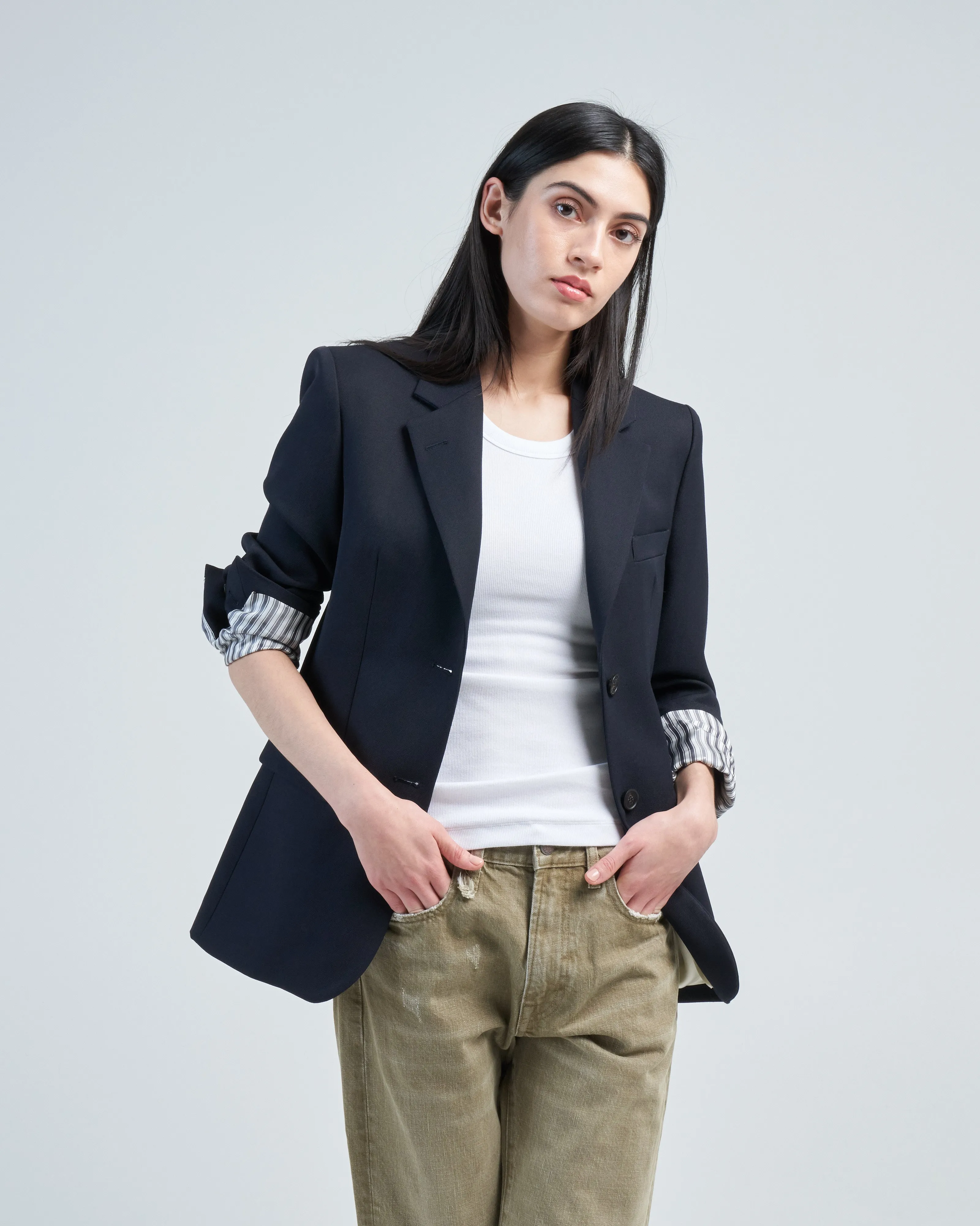 jacket single breasted compact wool gabardine