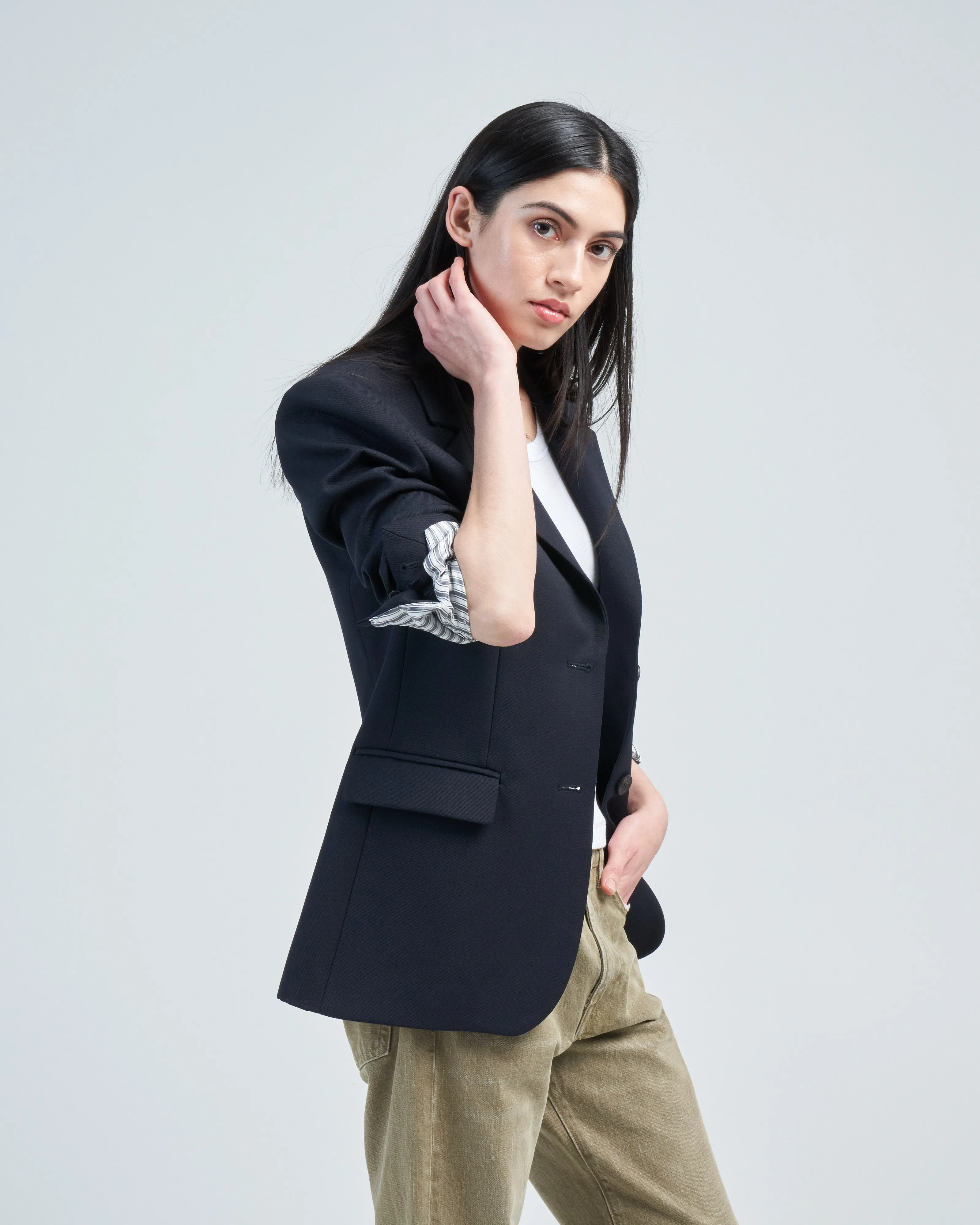 jacket single breasted compact wool gabardine
