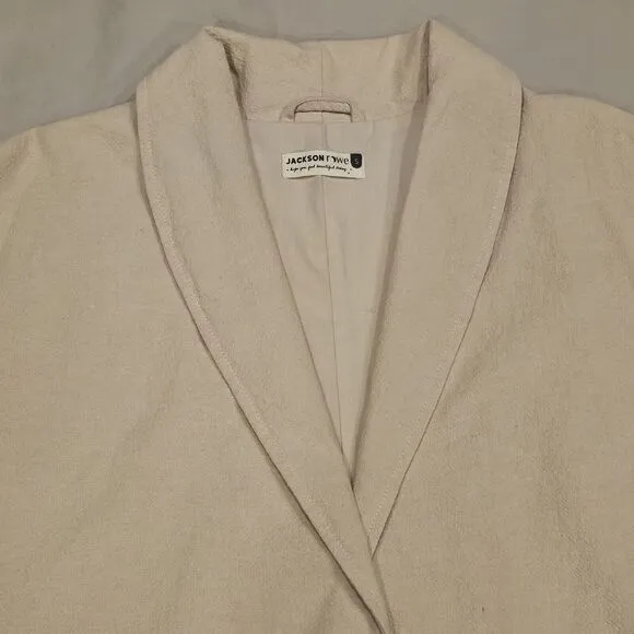 Jackson Rowe Women's Cotton Linen Blend Single Breasted Blazer Jacket Small‎