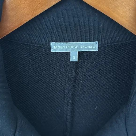 James Perce Black Double-Breasted Heavy Cotton Knit Jacket