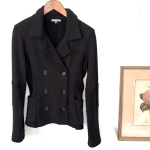 James Perce Black Double-Breasted Heavy Cotton Knit Jacket