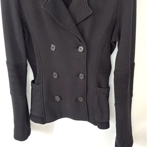 James Perce Black Double-Breasted Heavy Cotton Knit Jacket