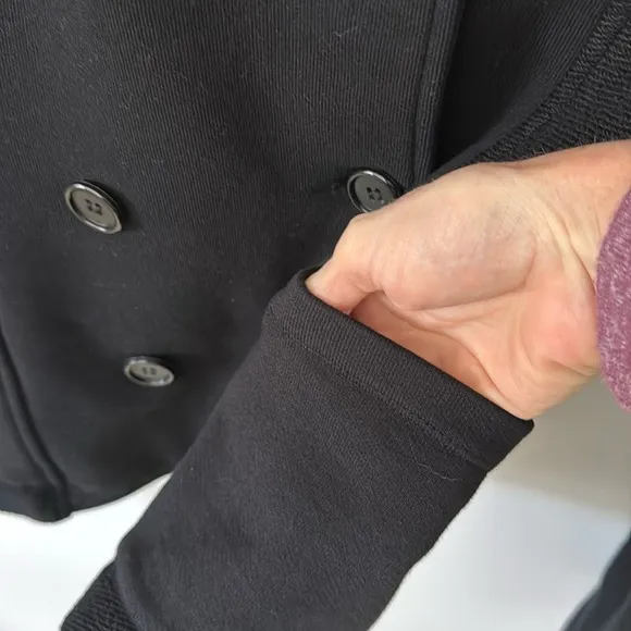 James Perce Black Double-Breasted Heavy Cotton Knit Jacket