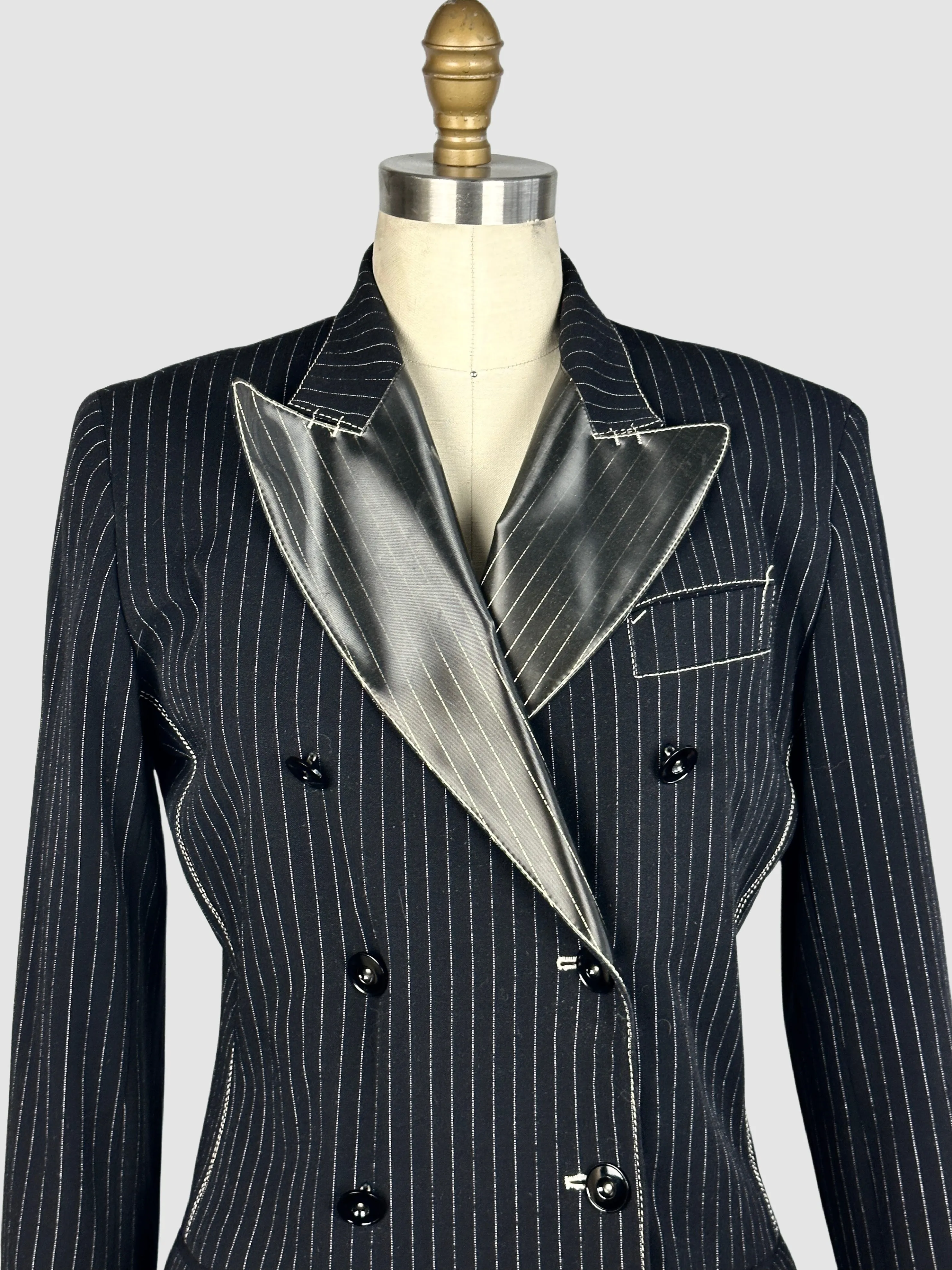 JEAN PAUL GAULTIER Femme 90s Black Pinstripe Blazer • Small