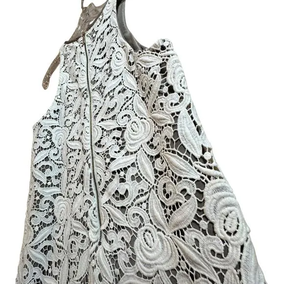 Juicy Couture Angel Beige Guipure Lace Sexy Mini Shift Party Dress Sz 0 Coquette