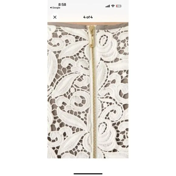 Juicy Couture Angel Beige Guipure Lace Sexy Mini Shift Party Dress Sz 0 Coquette
