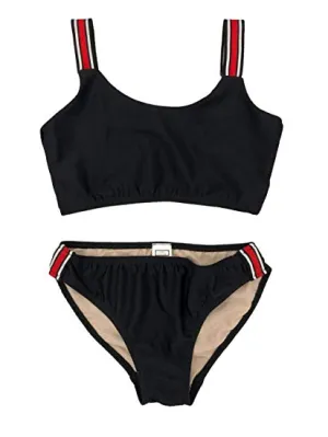 Juniors Two Piece Stripe Side Bathing Suit