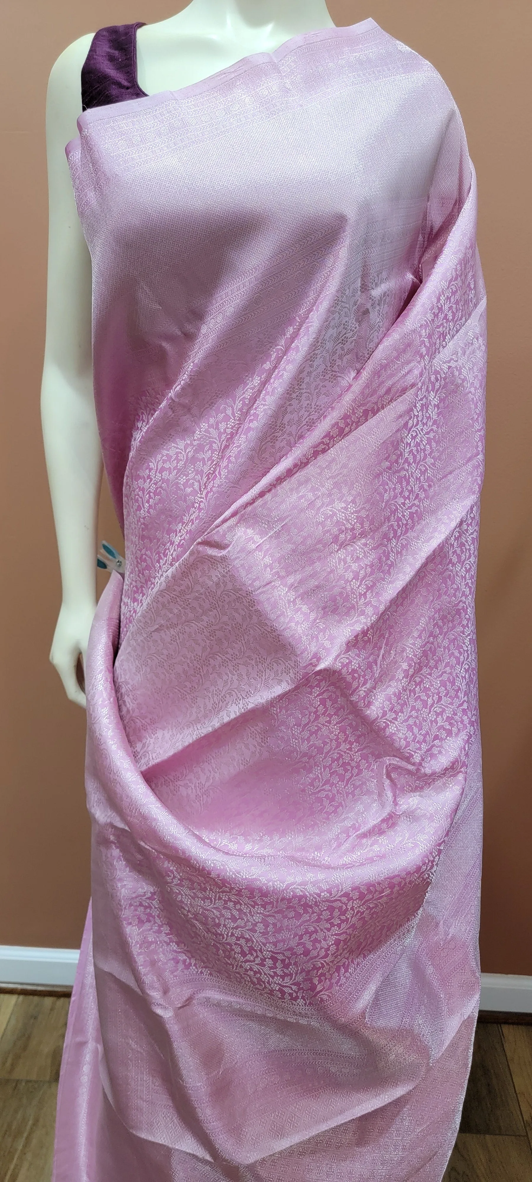 Kanchi Saree with Silver Zari, Custom Blouse