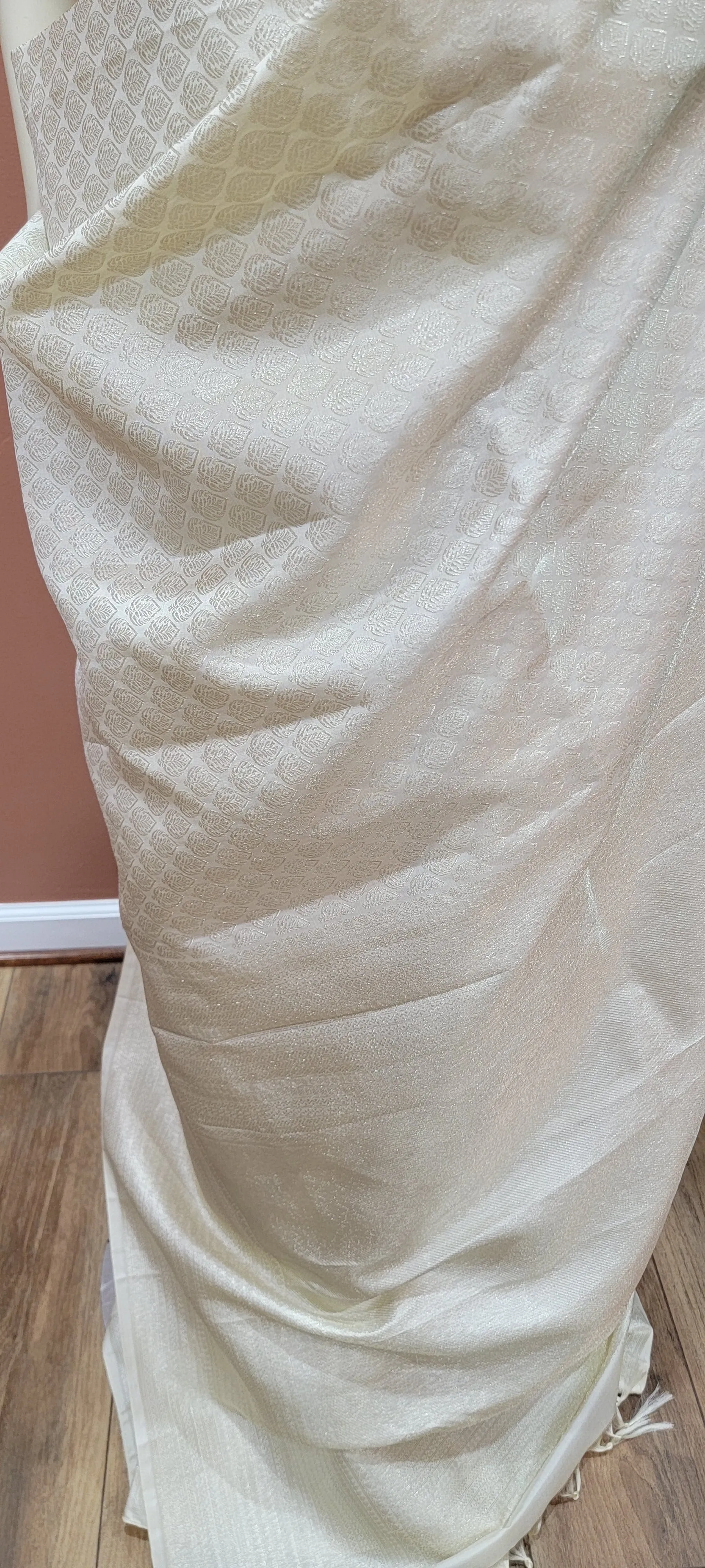 Kanchi Saree with Silver Zari, Custom Blouse