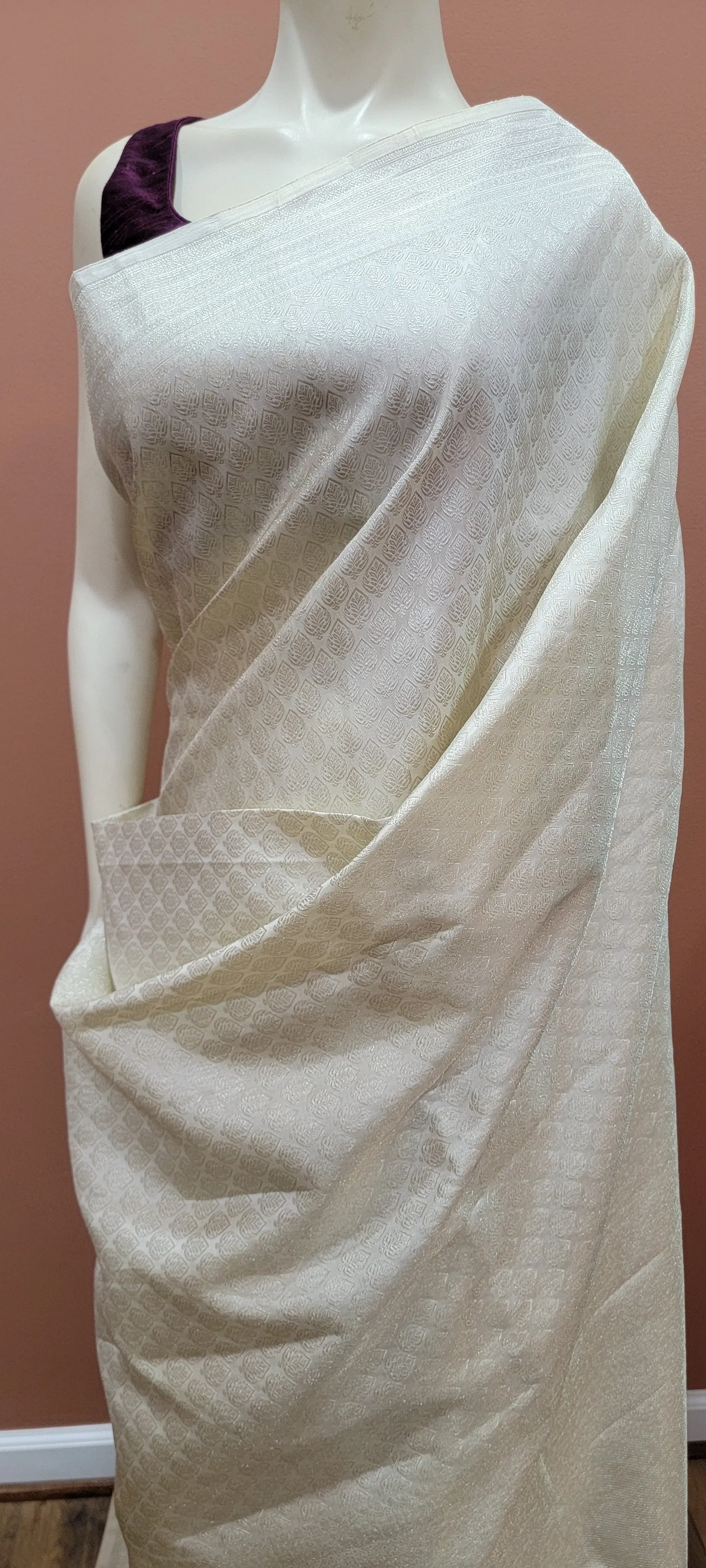 Kanchi Saree with Silver Zari, Custom Blouse