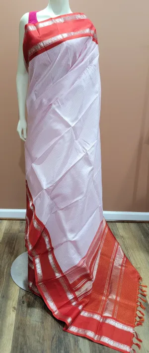 Kanchi Silk Saree in pink and Red