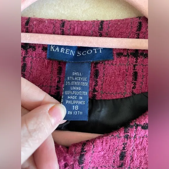 Karen Scott Legally Blonde Pink and Black Plaid Skirt Suit