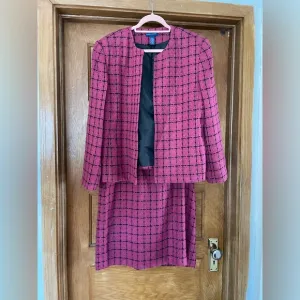 Karen Scott Legally Blonde Pink and Black Plaid Skirt Suit