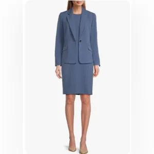 Kasper Blue Blazer &amp; Skirt Suit 2-Piece Set Women's Size 14