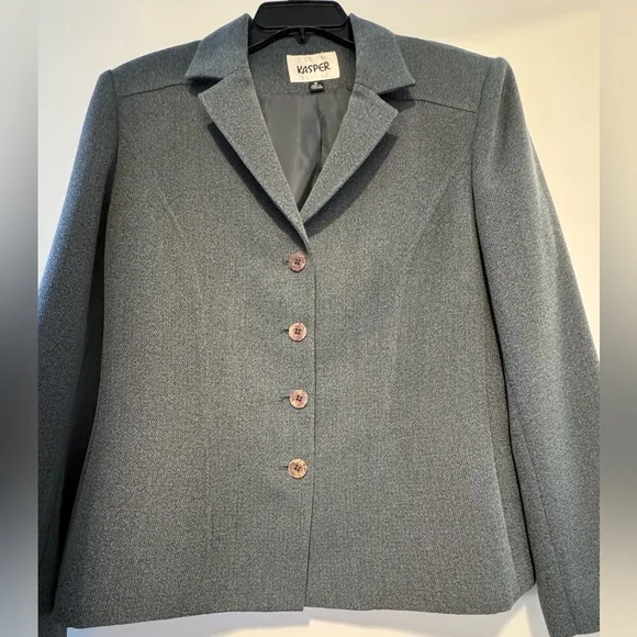 Kasper Blue Blazer &amp; Skirt Suit 2-Piece Set Women's Size 14
