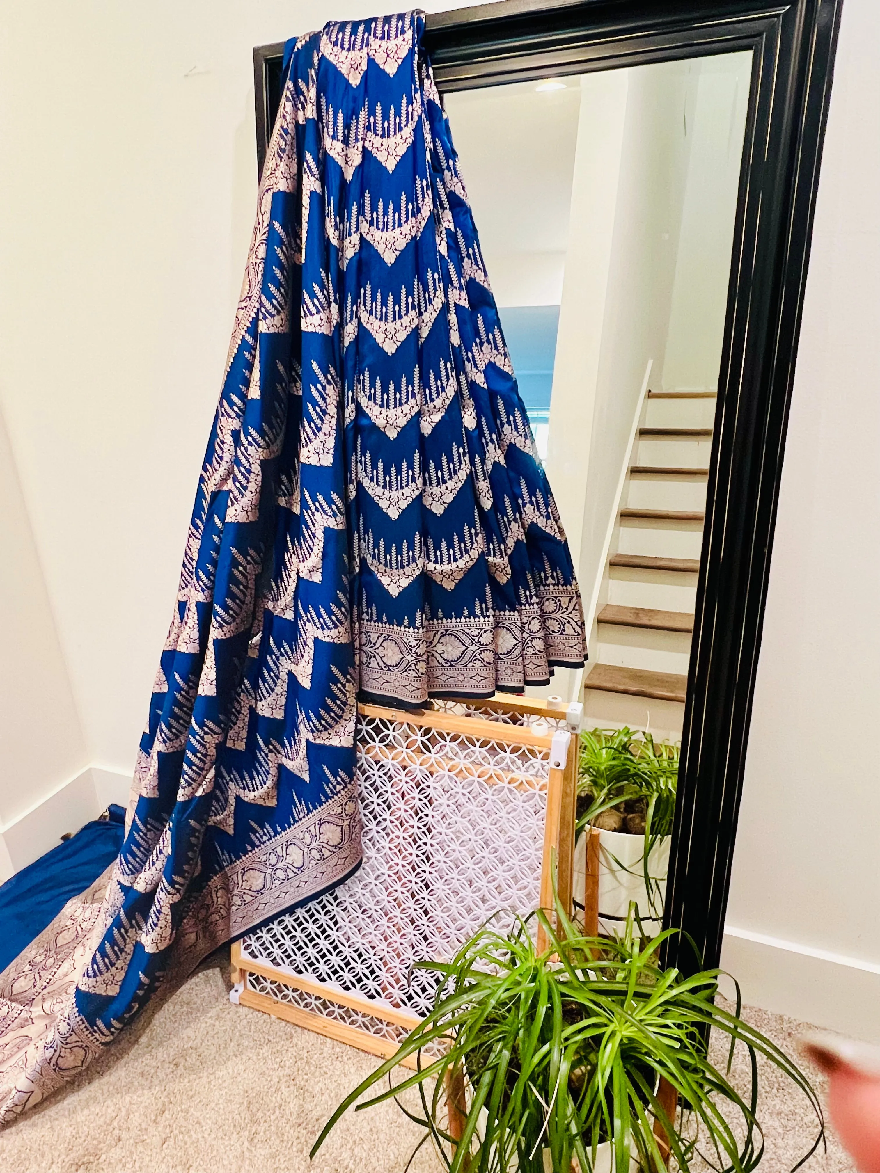 Katan Banaras Saree in Blue W/ CustomBlouse.