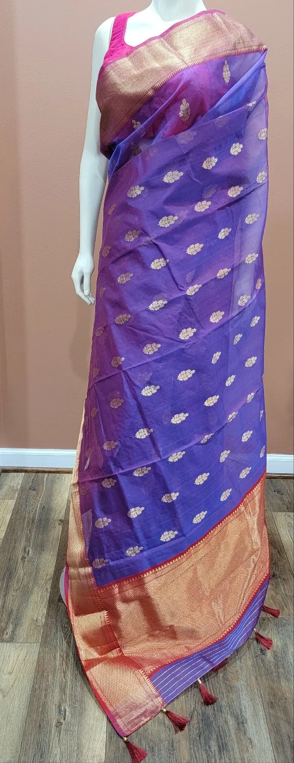 Katan Chanderi Silk Saree in Violet