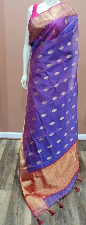 Katan Chanderi Silk Saree in Violet